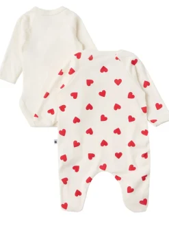 Printed cotton jersey romper & bodysuit