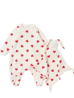 Printed cotton jersey romper & bodysuit