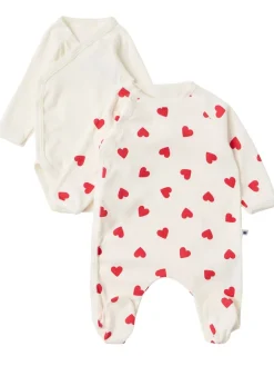 Printed cotton jersey romper & bodysuit