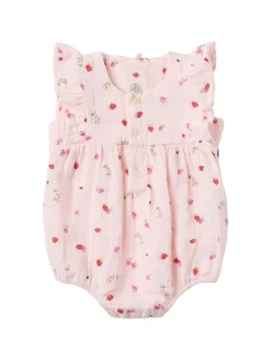 Printed cotton jersey romper