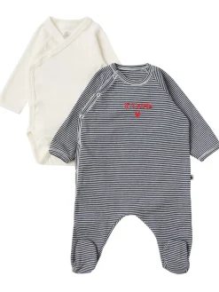 Printed cotton jersey romper & bodysuit