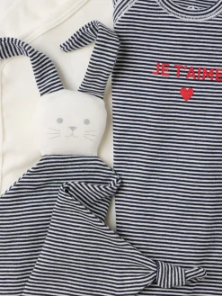 Printed cotton jersey romper & bodysuit