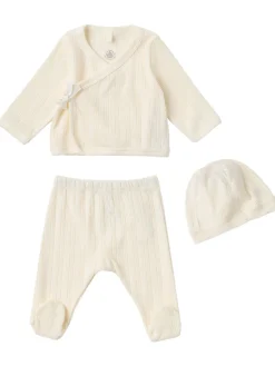 Printed cotton jersey top, pants and hat