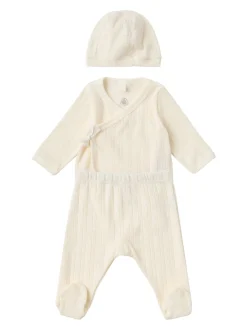 Printed cotton jersey top, pants and hat