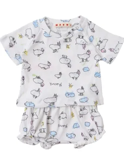 Printed cotton shirt & shorts