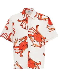 Printed cotton short sleeve shirt