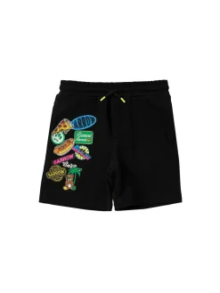 Printed cotton sweat shorts