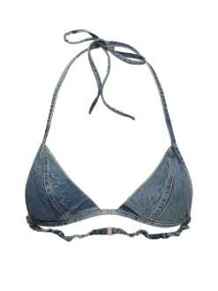 Reggiseno a triangolo in denim di cotone
