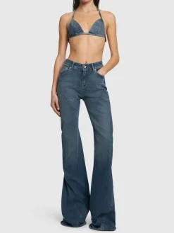 Reggiseno a triangolo in denim di cotone