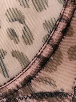Reggiseno in tulle con stampa leopardata
