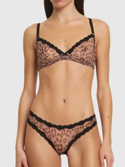 Reggiseno in tulle con stampa leopardata