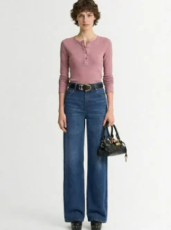Ribbed cotton jersey long sleeve top