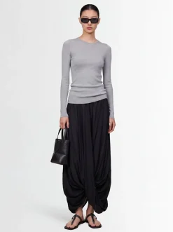 Ribbed long sleeve stretch t-shirt