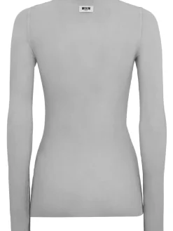 Ribbed long sleeve stretch t-shirt
