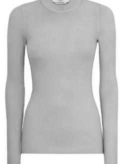 Ribbed long sleeve stretch t-shirt