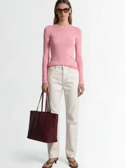 Ribbed long sleeve stretch t-shirt