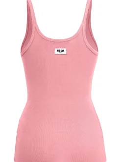 Ribbed stretch viscose tank top