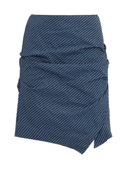Ruched cotton blend skirt