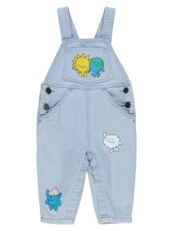Salopette in denim di cotone stampato