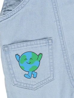 Salopette in denim di cotone stampato