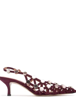 Scarpe slingback Grid in camoscio 50mm