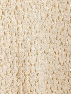 Sequined diamond stitch crewneck sweater