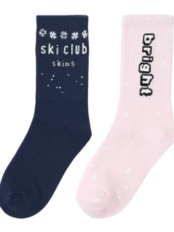 Set di 2 paia di calzini in misto cotone a costine