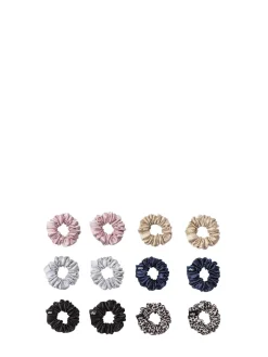 Set di 12 scrunchie mini in seta pura