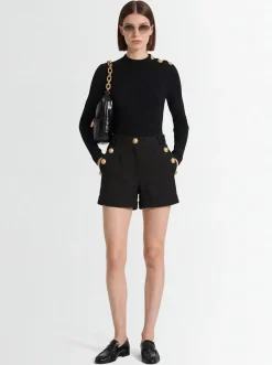 Shorts in cotone piqué con bottoni