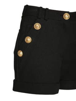 Shorts in cotone piqué con bottoni