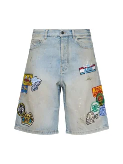 Shorts in denim con patch