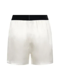 Shorts in raso di seta con logo