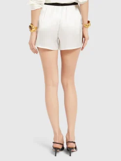 Shorts in raso di seta con logo