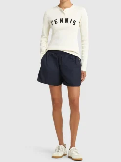 Shorts in twill di nylon ricamato
