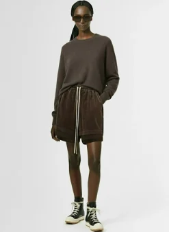 Shorts in velluto con vita elasticizzata