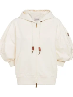 Short sleeve cotton zip-up hoodie
