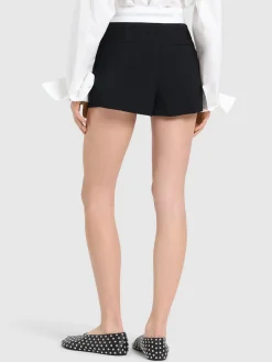Shorts vita alta in lana plissé