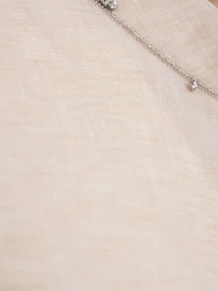 Sleeveless linen shirt w/ embroidery