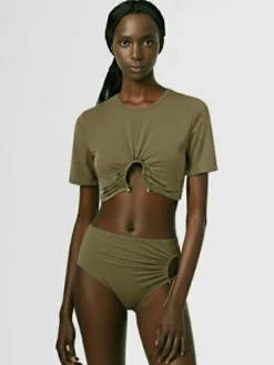 Slip bikini Crescent con arricciature