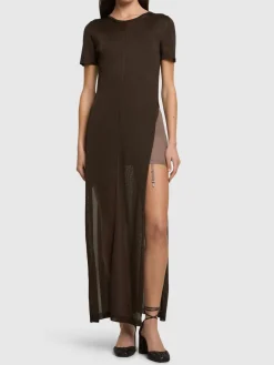 Slip in viscosa di seta con reggicalze