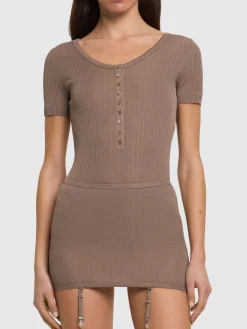 Slip in viscosa di seta con reggicalze