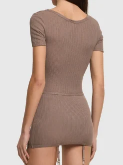 Slip in viscosa di seta con reggicalze