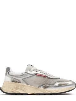 Sneakers in cotone e pelle con logo