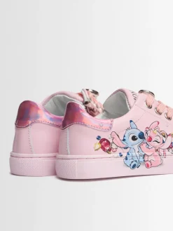 Sneakers in pelle stampa Stitch con lacci