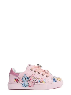 Sneakers in pelle stampa Stitch con lacci