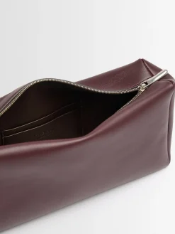 Squared compact silk leather clutch