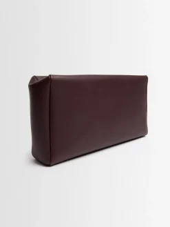 Squared compact silk leather clutch