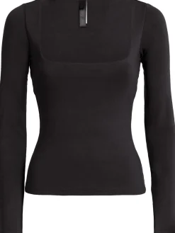 Square neck long sleeve top