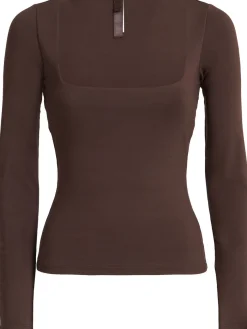Square neck long sleeve top