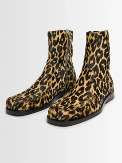 Stivaletti in pelle stampa animalier